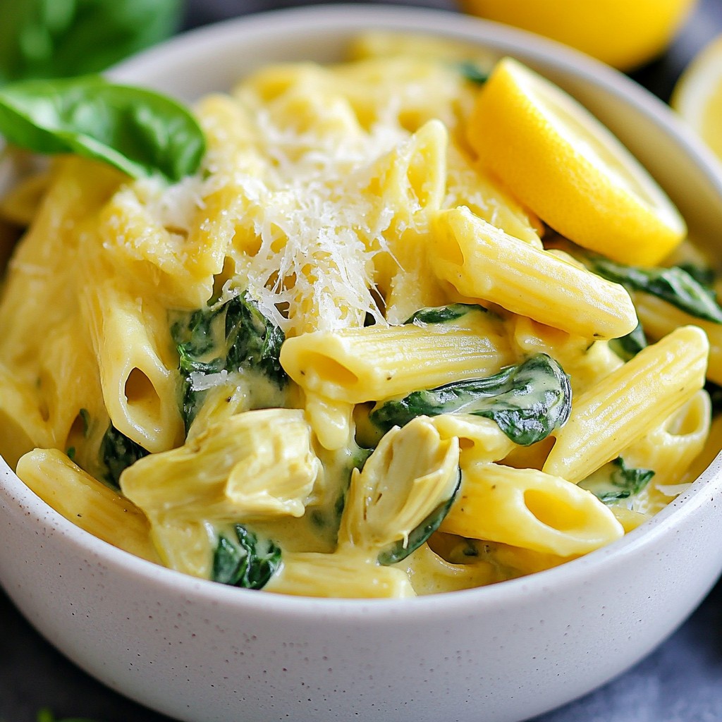 One-Pot Spinach Artichoke Pasta Creamy Delight