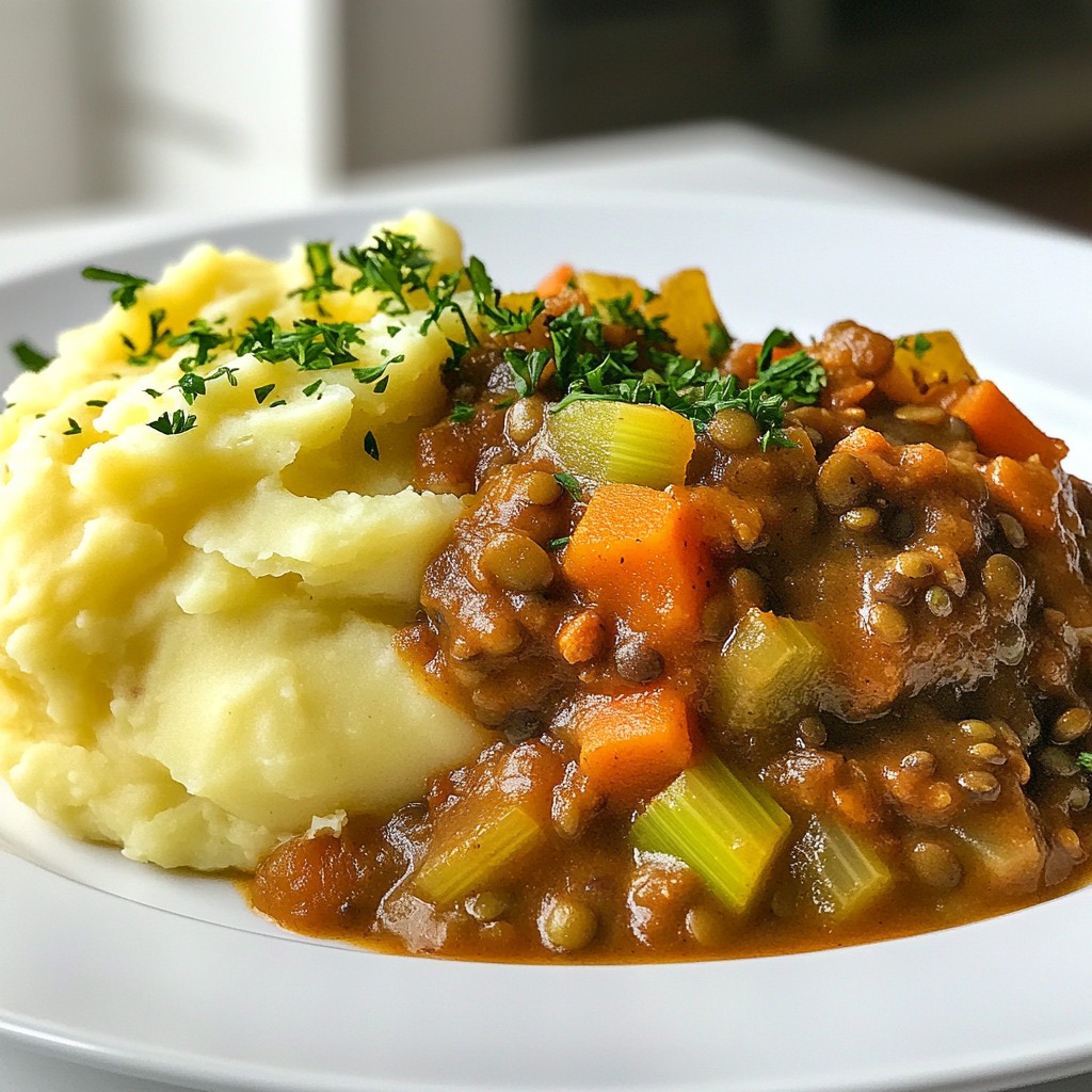 Lentil Stew with Mashed Potatoes Comforting Meal Idea