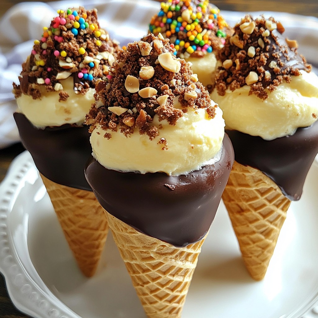Chocolate Dipped Cheesecake Cones Irresistible Dessert