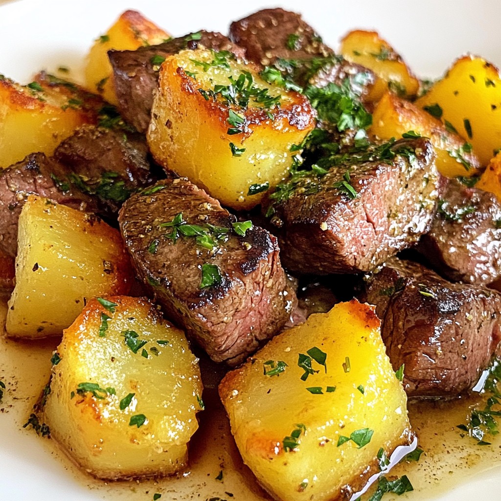 Garlic Butter Steak Bites with Potatoes Delight