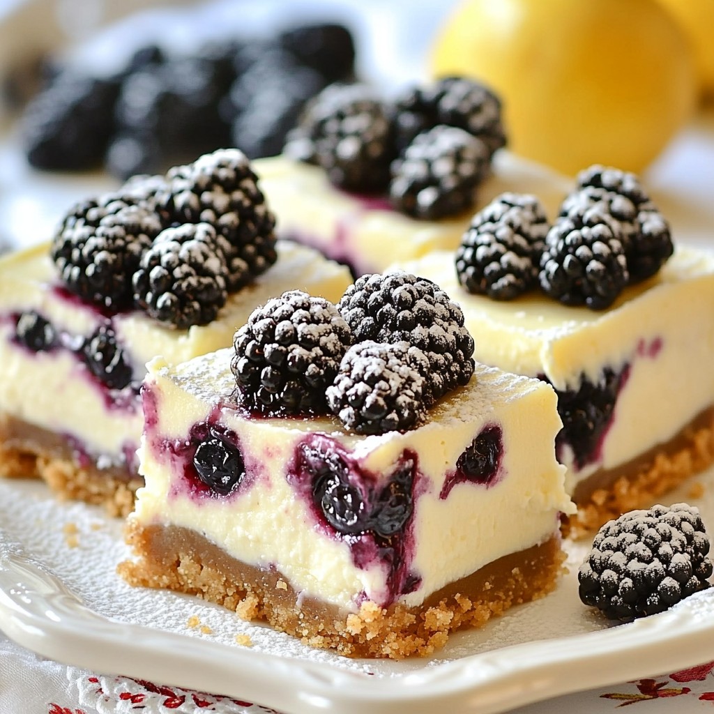 Blackberry Lemon Cheesecake Squares Delightful Treat